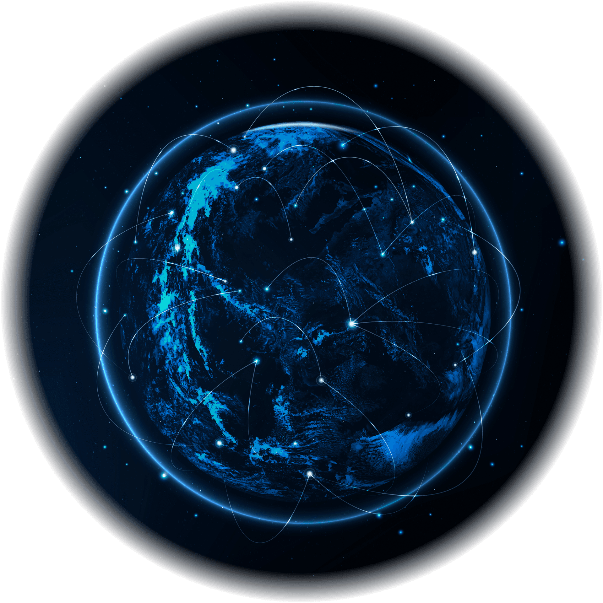 Globe showing network connections